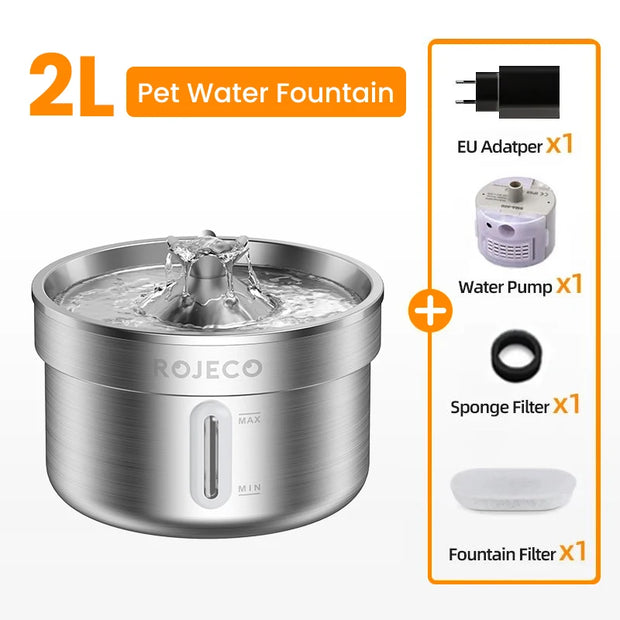 ROJECO Smart Stainless Steel Pet Water Fountain