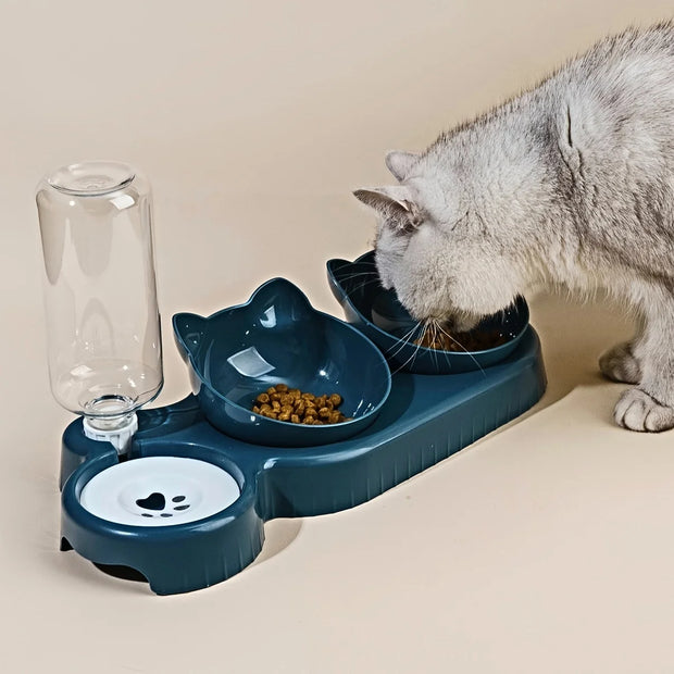 3-in-1 Elevated Cat & Dog Feeding Station
