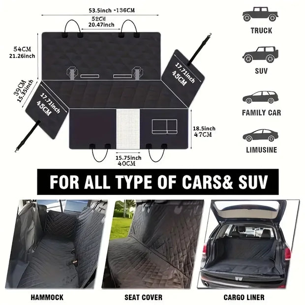Pet Hair Removal & Waterproof Car Seat Cover Hammock