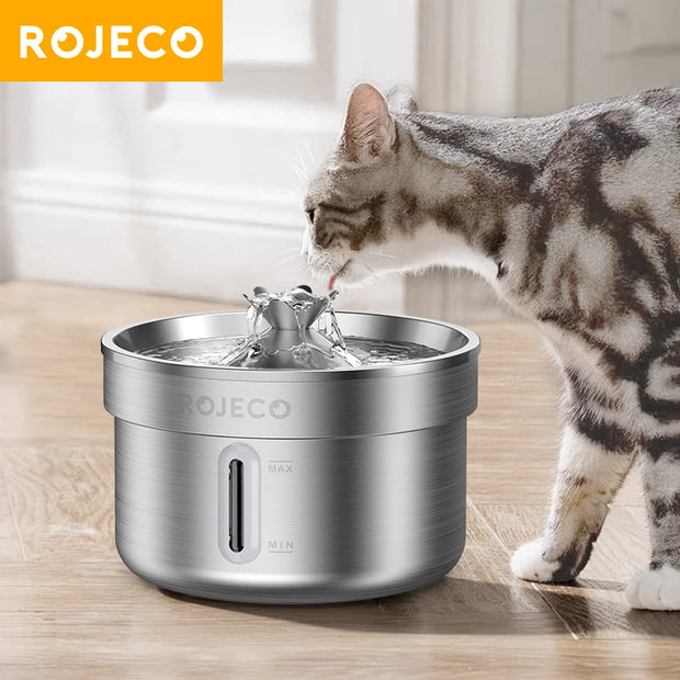 ROJECO Smart Stainless Steel Pet Water Fountain